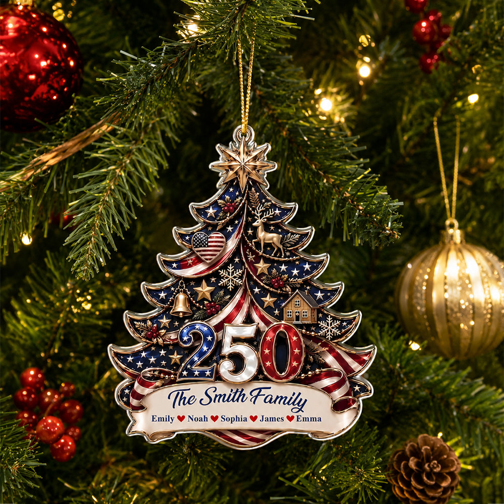 Personalized Family Christmas Tree 250 Acrylic Ornament Patriotic Christmas Gift CH07 180328