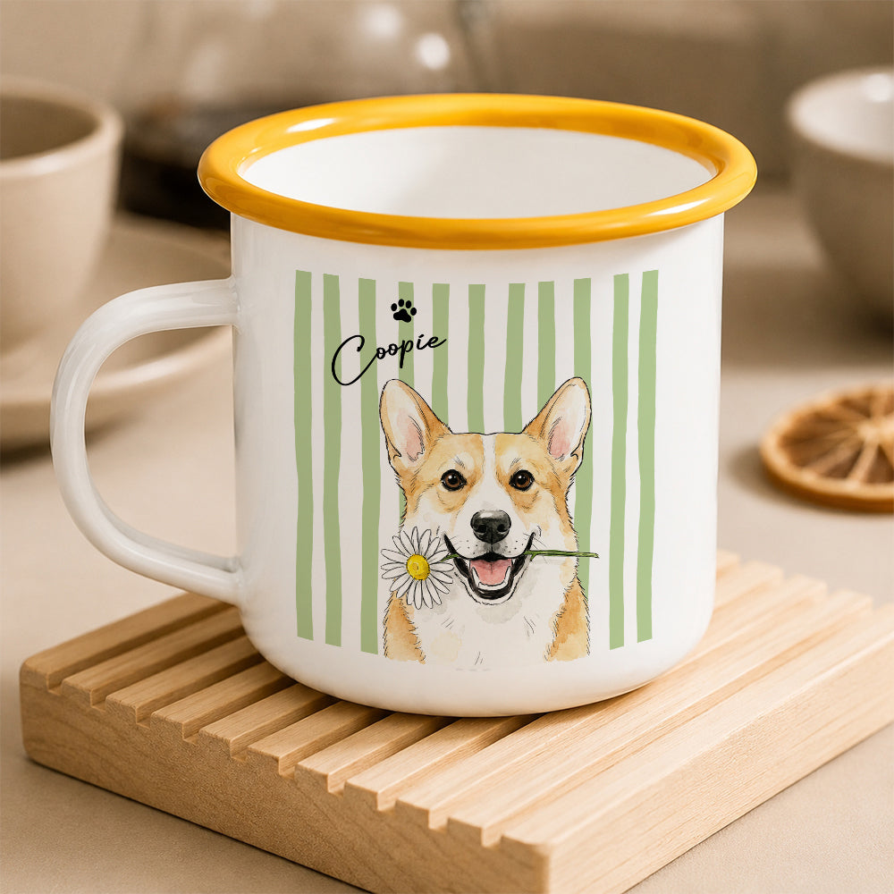 Custom Pet Portrait Watercolor Two-Tone Enamel Mug - Gift For Pet Lovers CH07 180078