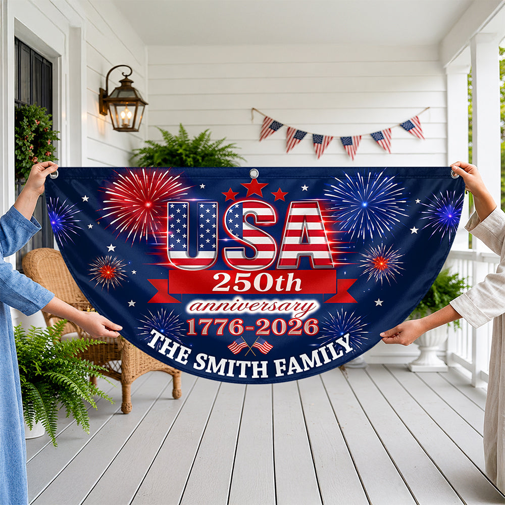 250 Anniversary USA 1776-2026 Personalized Non-Pleated Fan Flag HA75 921682