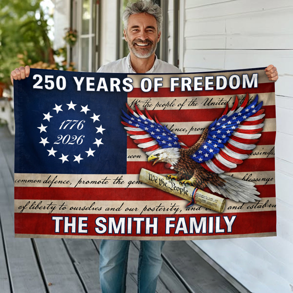 Custom Family Name America 250 Years of Freedom House Flag HO82 901602