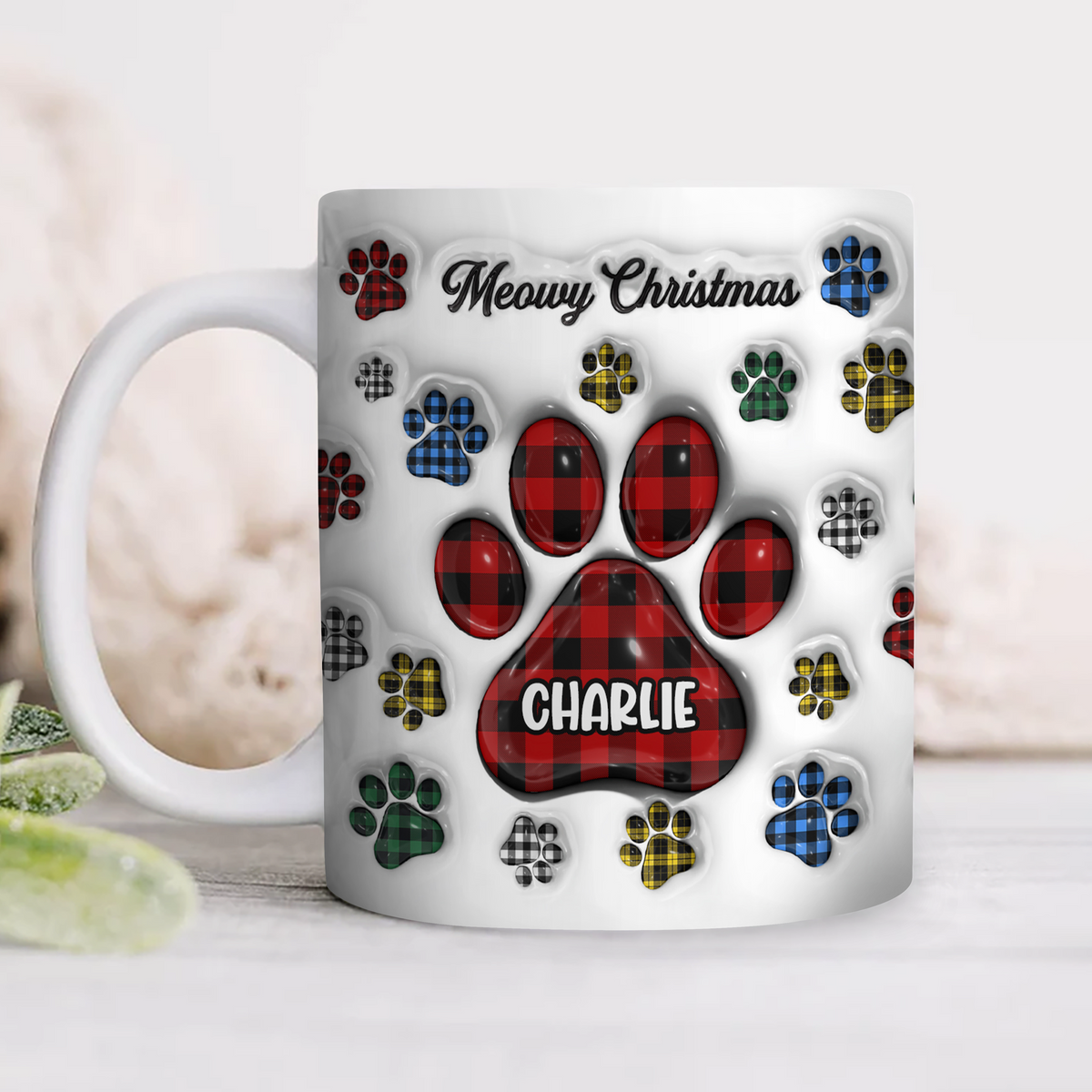 Custom Name Pawy Christmas 3D Inflated Effect Mug For Dog Lover TH10 894369