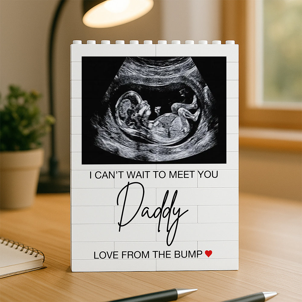 Custom Photo Baby Scan Can't Wait To Meet Daddy Building Block, New Baby Gift LM32 669069