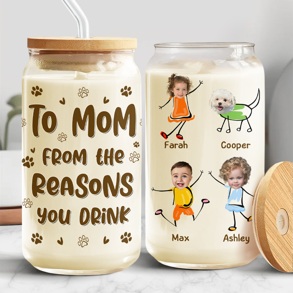 Happy Mother's Day Custom Photo From The Reasons You Drink Glass Can With Lid HO82 893576