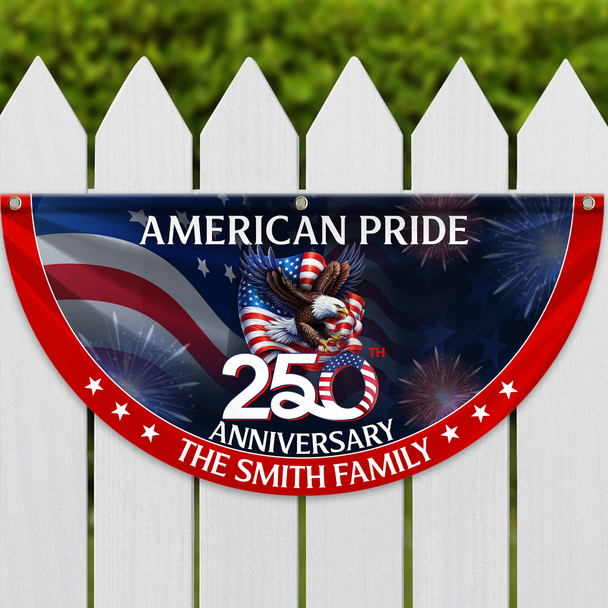 Custom Family Name American Pride Patriotic 250th Anniversary Eagle 1776–2026 Non-pleated Fan Flag HO82 901312