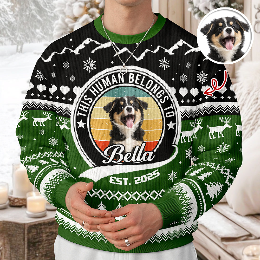 Custom Photo Human Belongs Dog Ugly Sweater For Pet Lovers HO82 900020