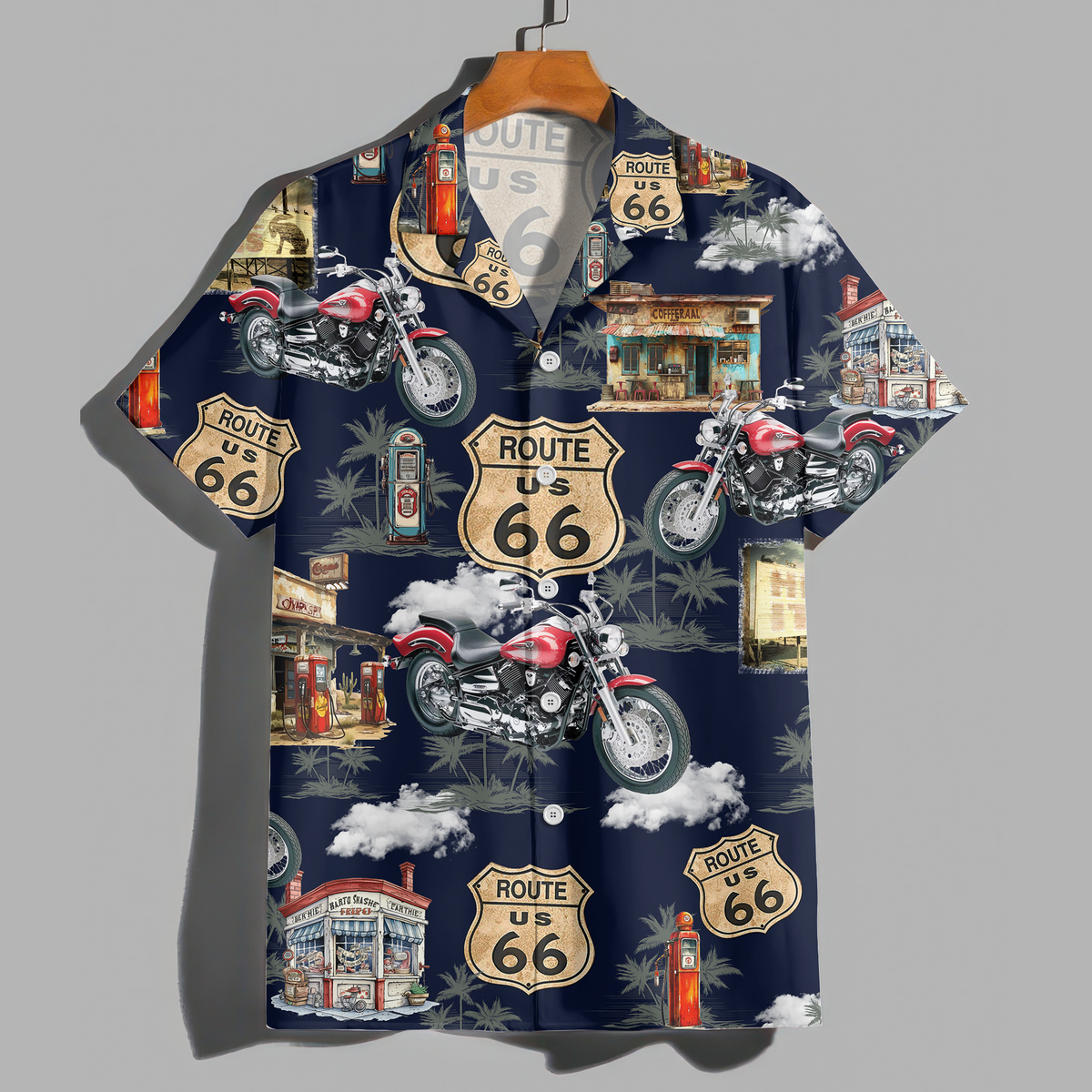 Custom Photo Rout 66 Authentic For Biker Hawaiian Shirt TH10 892553
