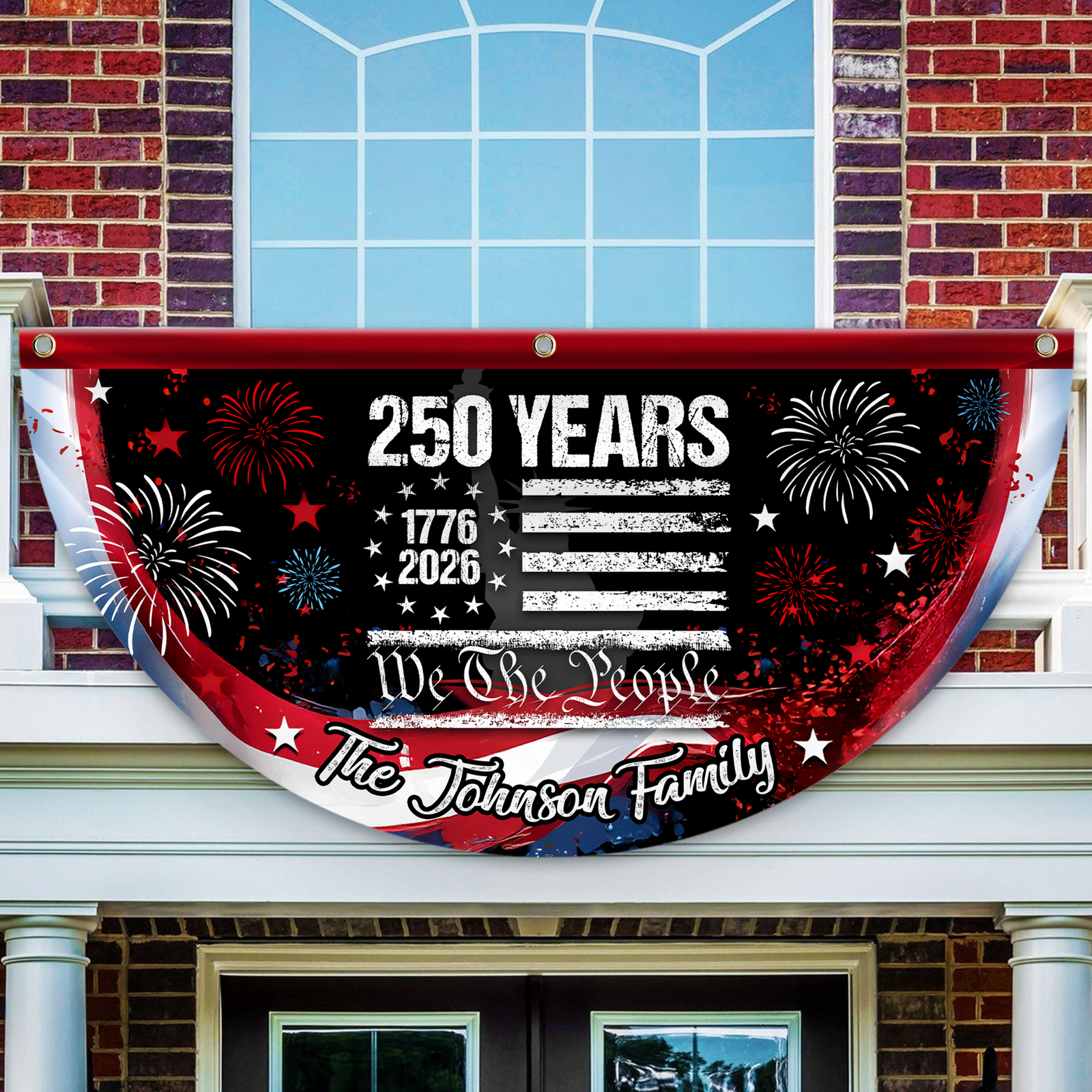 Custom 250 Years USA 250th Birthday 1776-2026 Eagle Non-Pleated Fan Flag HA75 920288