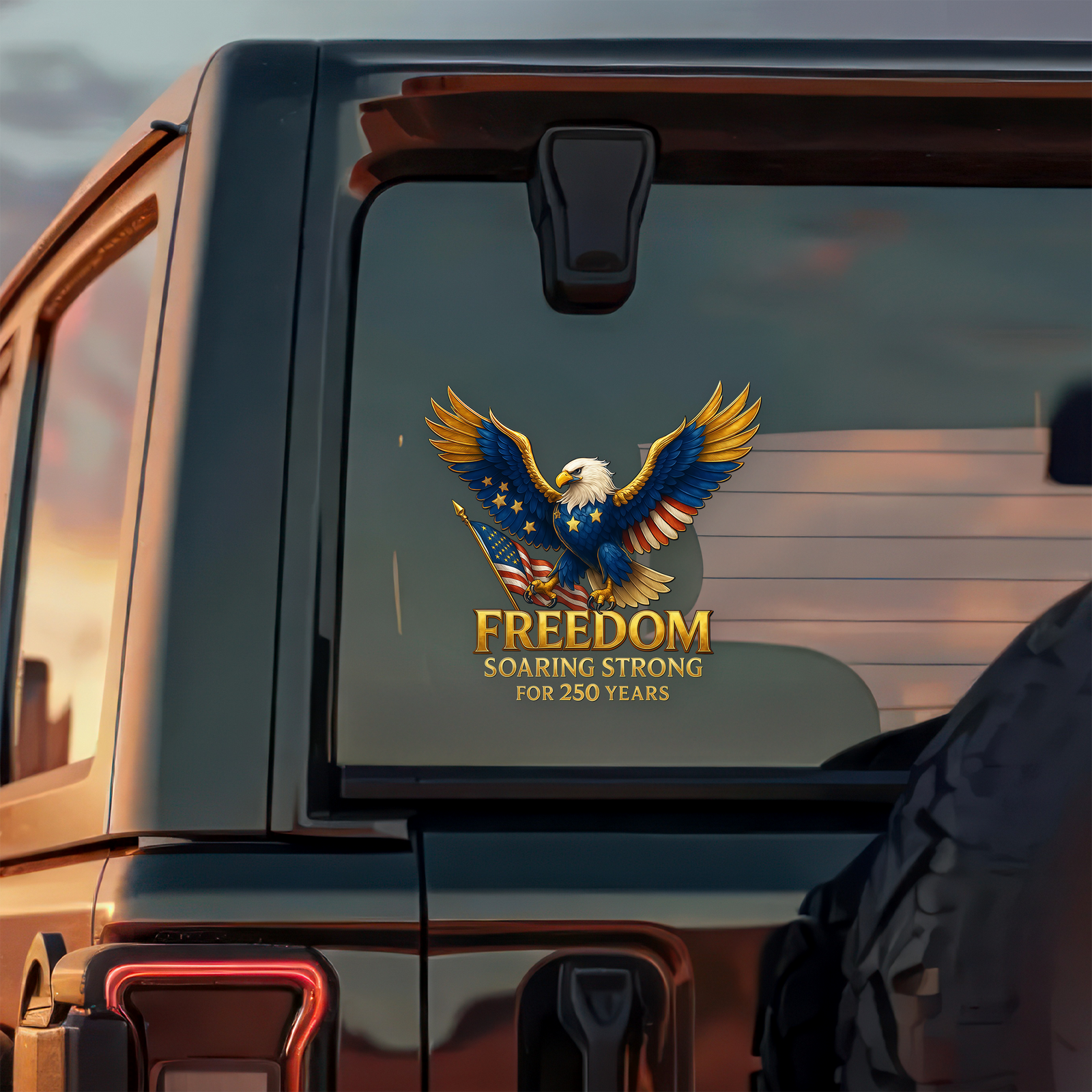 America Freedom Soaring Strong For 250 Years Car Window Decal Sticker HO82 901608