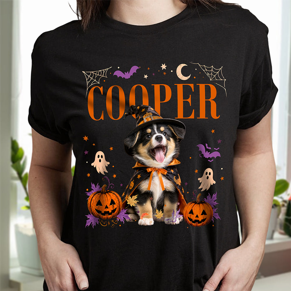 Custom Dog Photo Halloween Dark Shirt, Personalized Gift for Dog Lovers CH07 180160