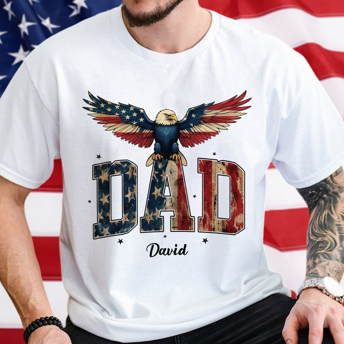 Custom Name America Papa Eagle USA Flag Patriotic Shirt HA75 898948