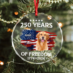 Custom Dog Photo American 250th Anniversary Glass Ornament LM32 895189