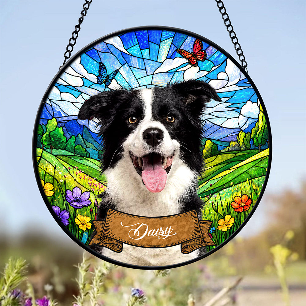 Custom Dog Portrait Stained Glass Suncatcher Gift For Dog Mom CH07 180168