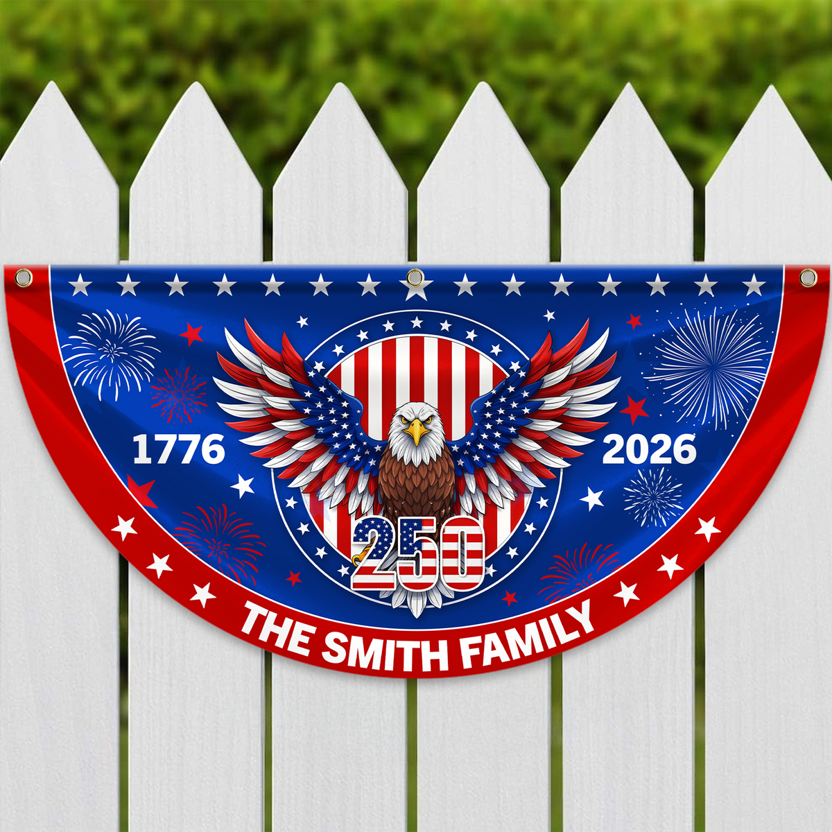 Personalized Family Name 1776-2026 250 Years Birthday America Non-Pleated Fan Flag HA75 920184