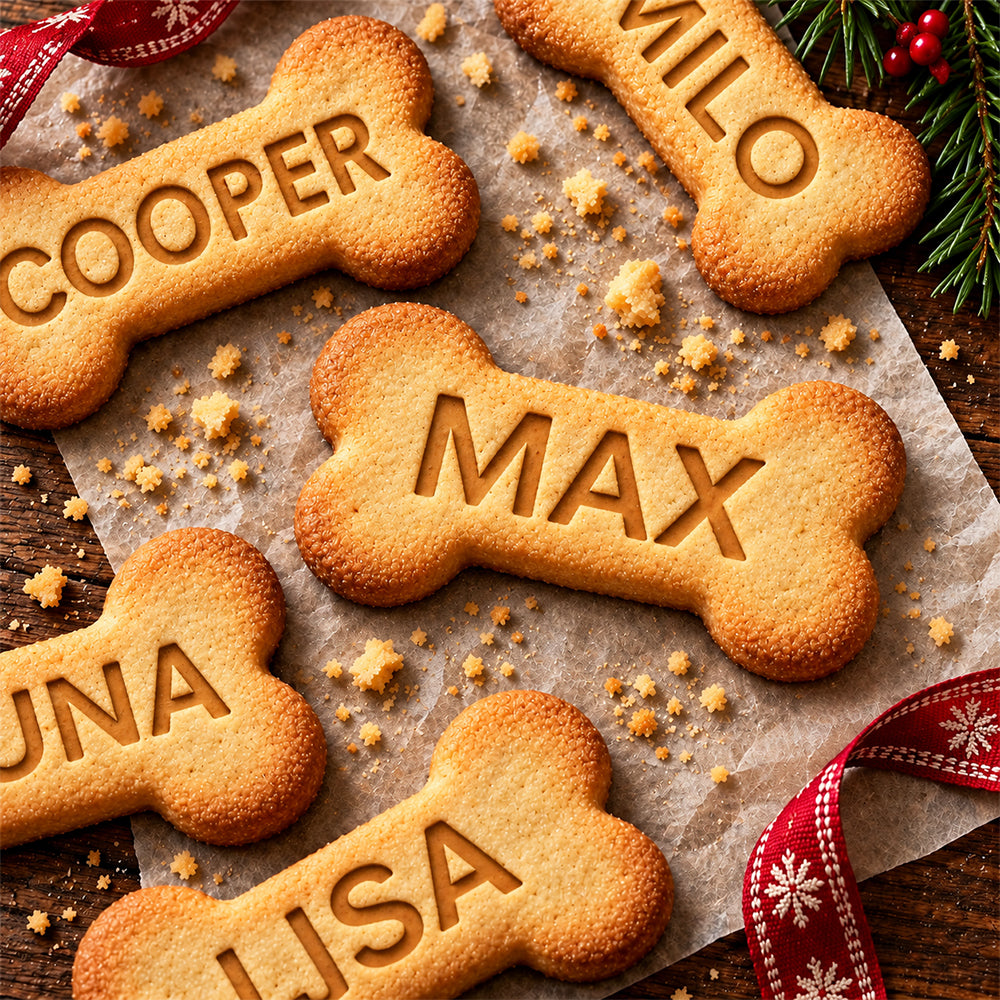 Custom Dog Bone Name Christmas Cookie Cutter & Stamp, Personalized Holiday Baking Gift For Pet Lovers CH07 181146