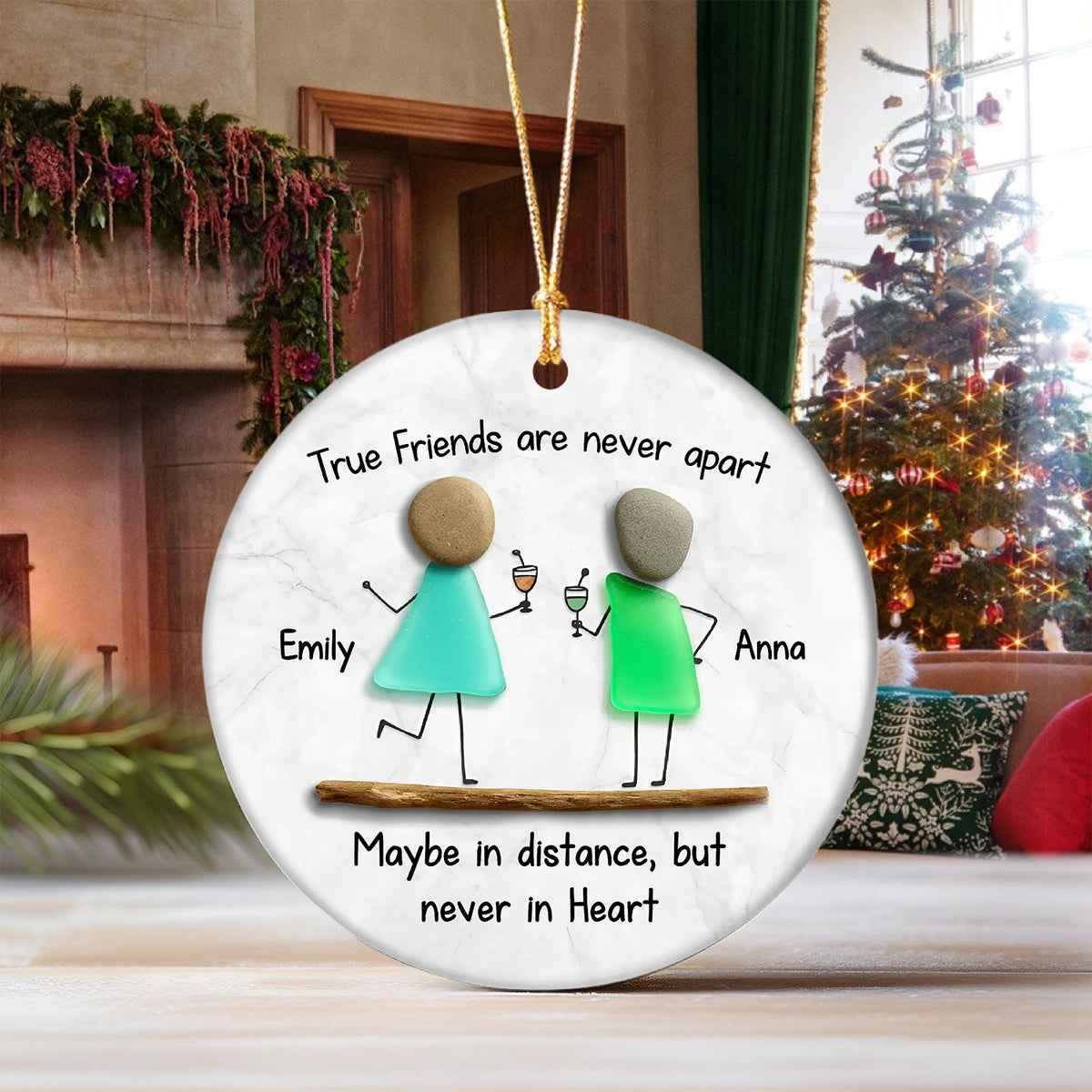 Custom Sea Glass True Friends Are Never In Apart 3D Effect Ceramic Ornament LM32 897107