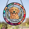 Custom Dog Portrait Photo With Sunflower Memorial Stained Glass Suncatcher, Sympathy Gifts, Pet Loss Gift HO82 894330