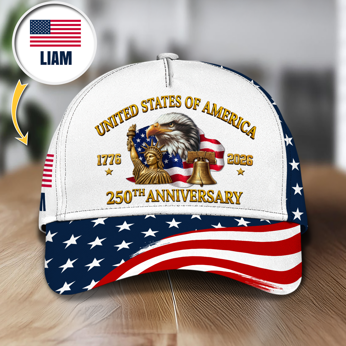 Personalized 250th Anniversary USA 1776–2026 Patriotic Classic Cap HA75 921170