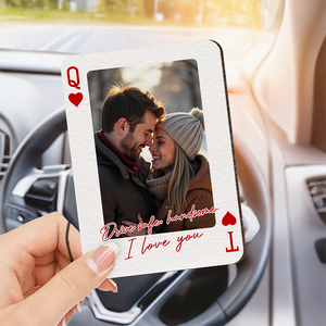 Custom Couples Photo King & Queen Drive Safe I Love You Personalized Wooden Photo Car Visor Clip HA75 898844
