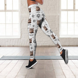 Custom Cat Photo With Paw Pattern Legging HO82 900532