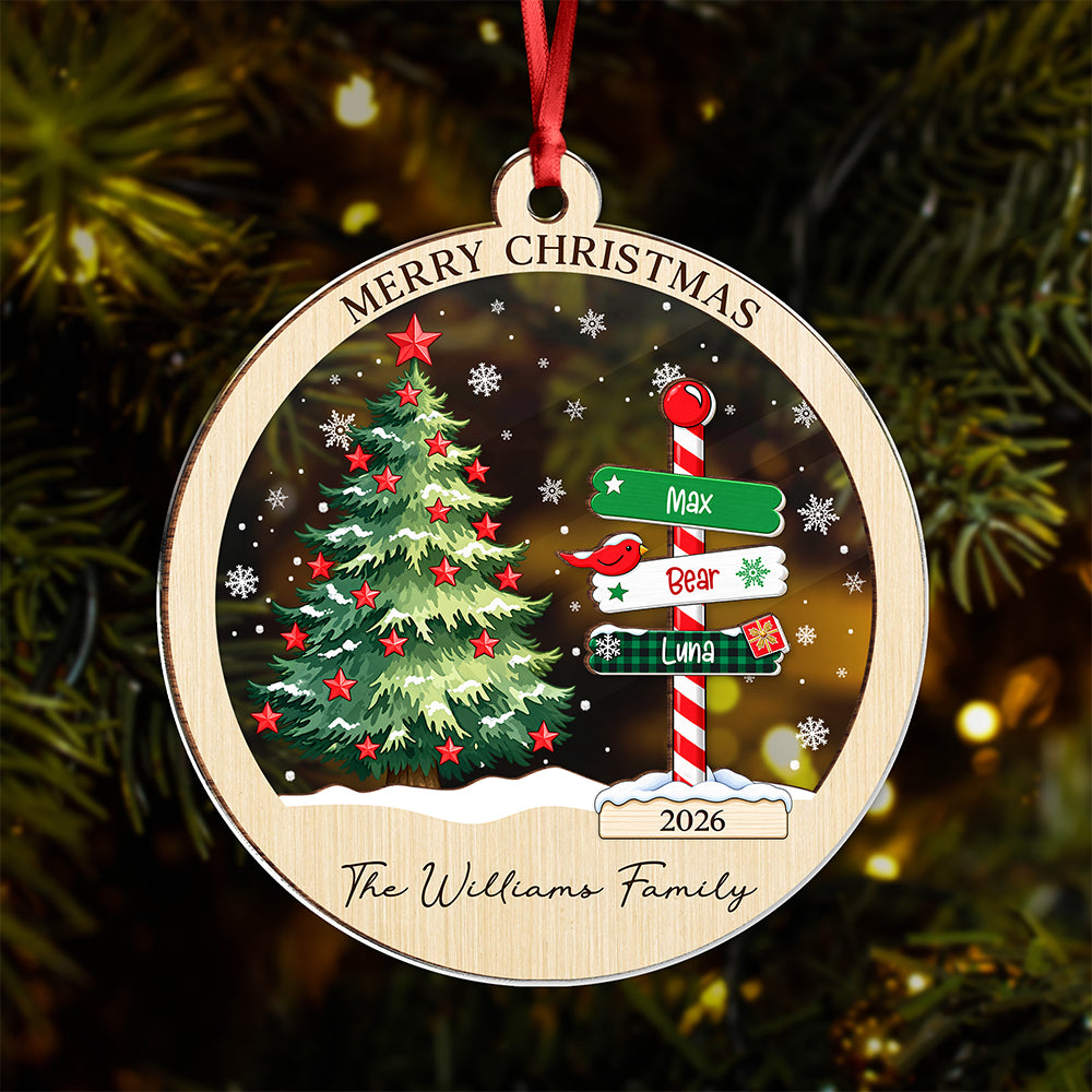 Personalized Christmas Wood And Acrylic Ornament with Names Xmas Tree Decor, Holiday Keepsake TH10 171239