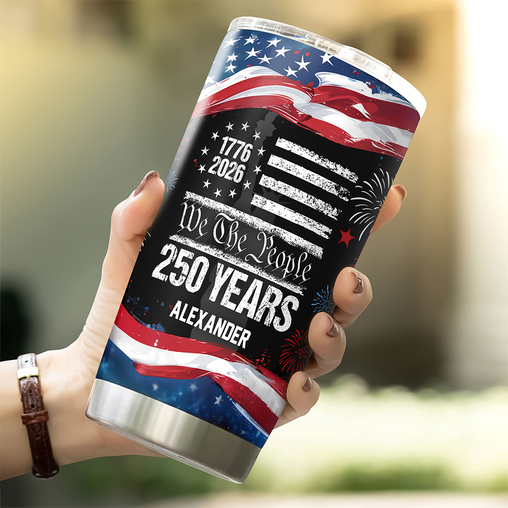 Custom Name 250 Years USA 250th Birthday 1776-2026 Eagle Fat Tumbler HA75 920990