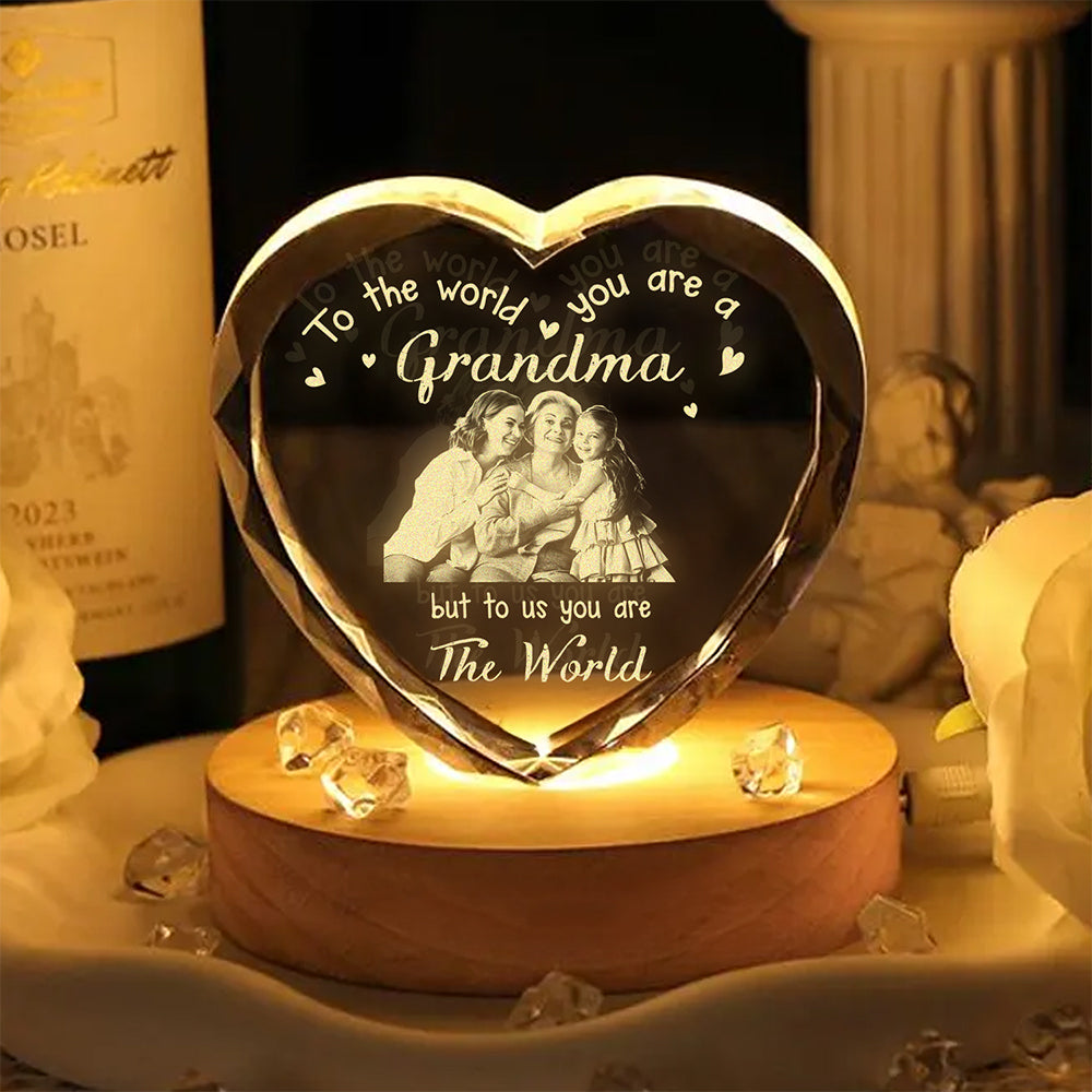 Custom Photo To The World You Are A Grandma Engraved Crystal Photo With Light HA75 920546