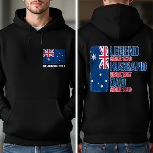 Legend, Husband, Dad And Grandpa - AUS Flag Version - Personalized Back & Front Dark Shirt TH10 894171