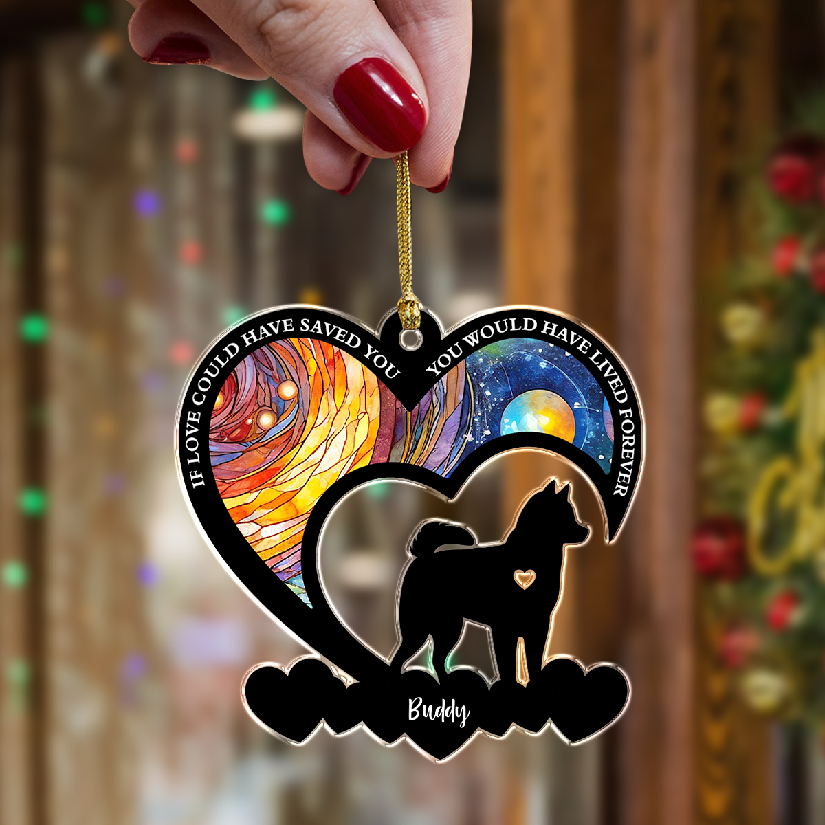 No Longer By My Side But Forever in My Heart Personalized Dog Memorial Acrylic Ornament LM32 893851