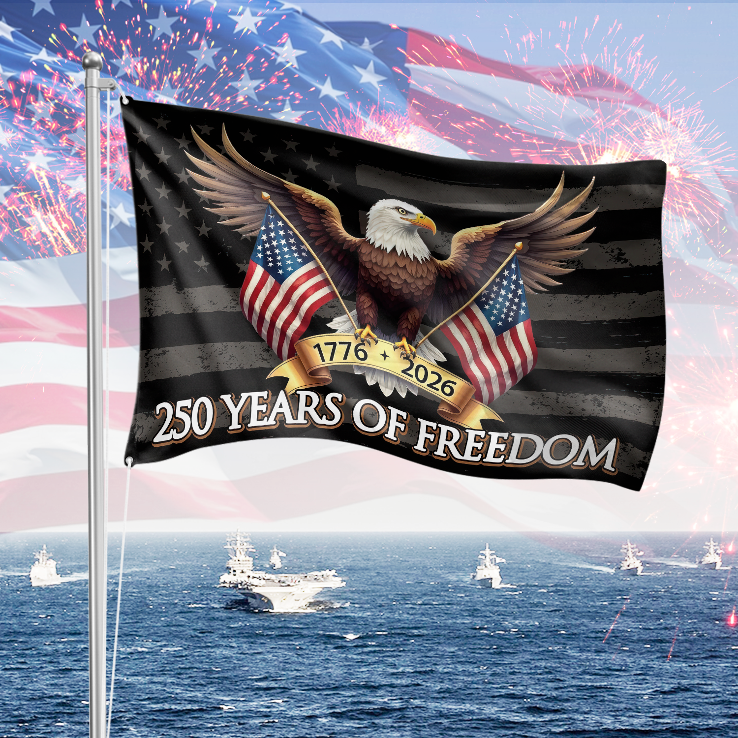250 Years of Freedom American House Flag USA 250th Anniversary 1776-2026 House Flag CH07 896942