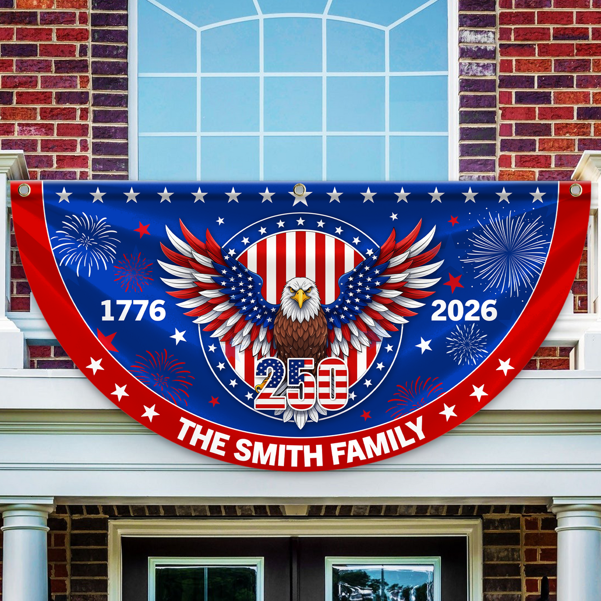 Personalized Family Name 1776-2026 250 Years Birthday America Non-Pleated Fan Flag HA75 920184