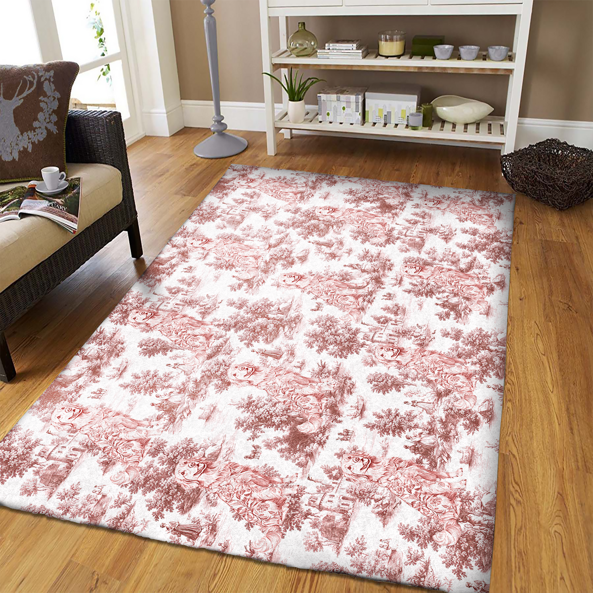 Personalized Dog Toile De Jouy Rug Gift For Dog Lovers HO82 894182