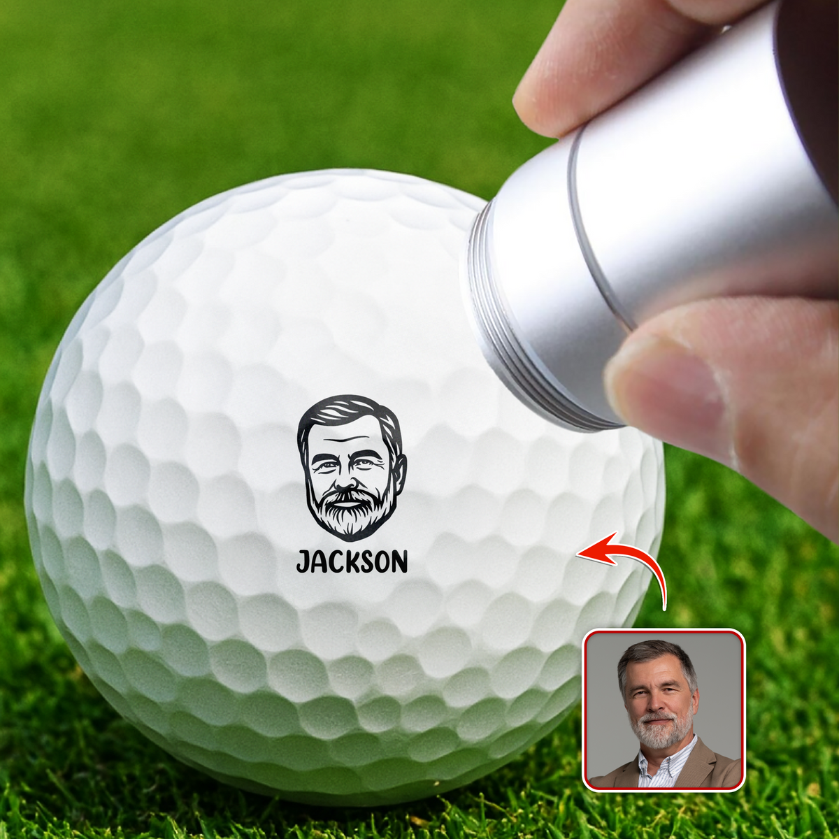 Custom Portrait With Name Golf Ball Stamp For Golfer CH07 899356