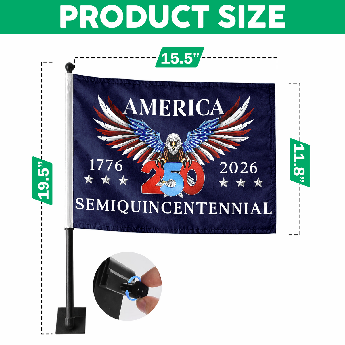 250 Years America Semiquincentennial Car Flag HA75 898864