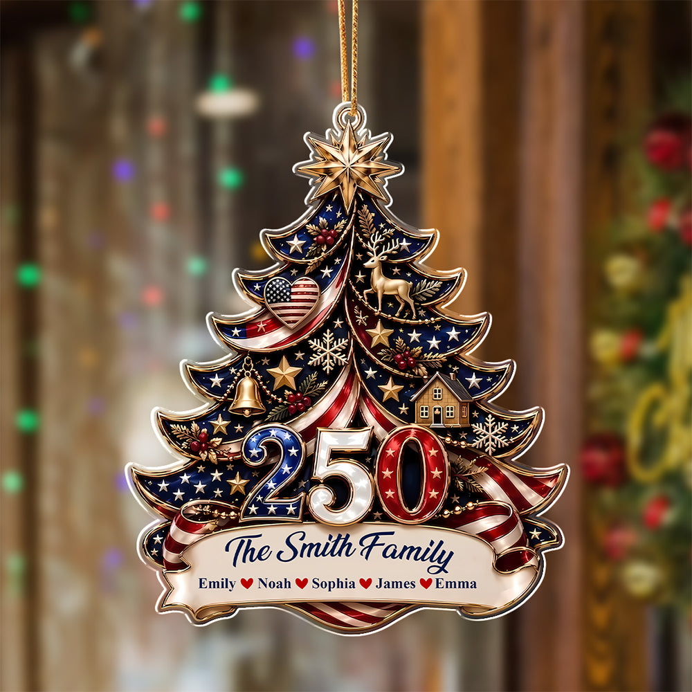 Personalized Family Christmas Tree 250 Acrylic Ornament Patriotic Christmas Gift CH07 180328