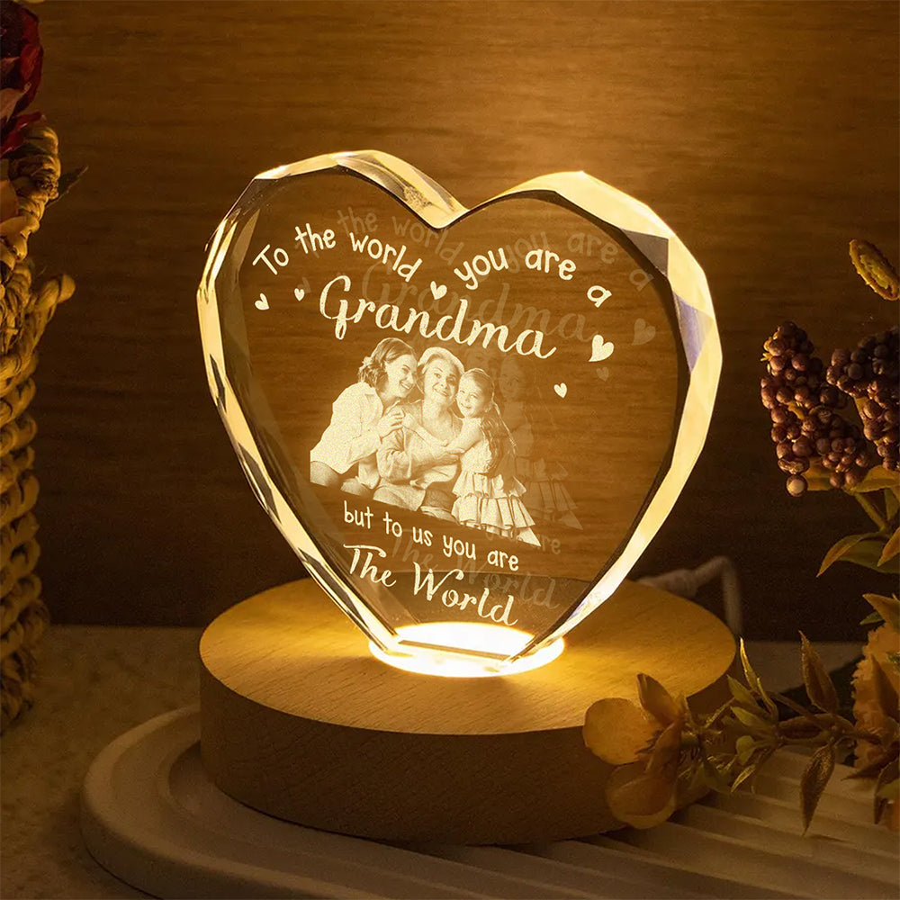 Custom Photo To The World You Are A Grandma Engraved Crystal Photo With Light HA75 920546