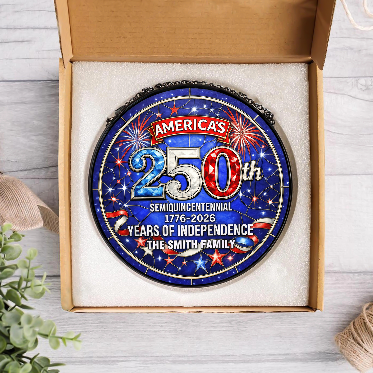 Custom Family Name America's 250th Semiquincentennial Years Of Independence Stained Glass Suncatcher TH10 898735