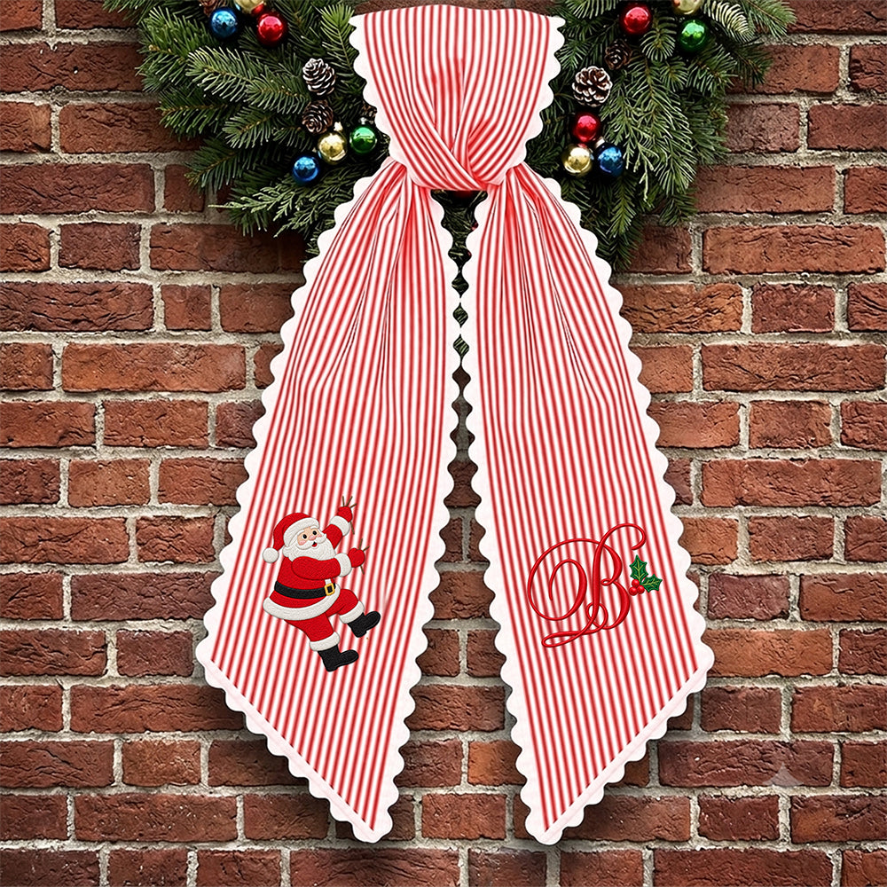 Custom Initial Santa Christmas Ribbon Wreath Sash Christmas Wreath Decoration HA75 919478