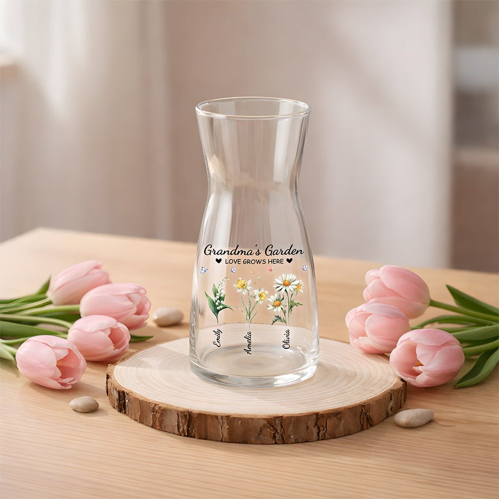 Custom Name Mom's Garden Love Grows Here Glass Vase - Personalized Mother’s Day Gift CH07 911234