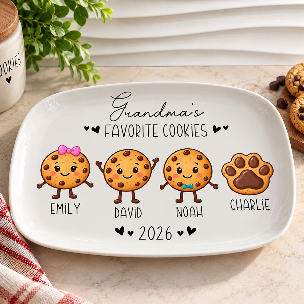 Personalized Family Cookie Characters Platter, Favorite Cookies Holiday Gift TH10 171545