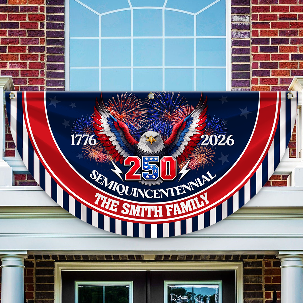 Custom Family Name Flag 250 Years America Non-Pleated Fan Flag CH07 910822