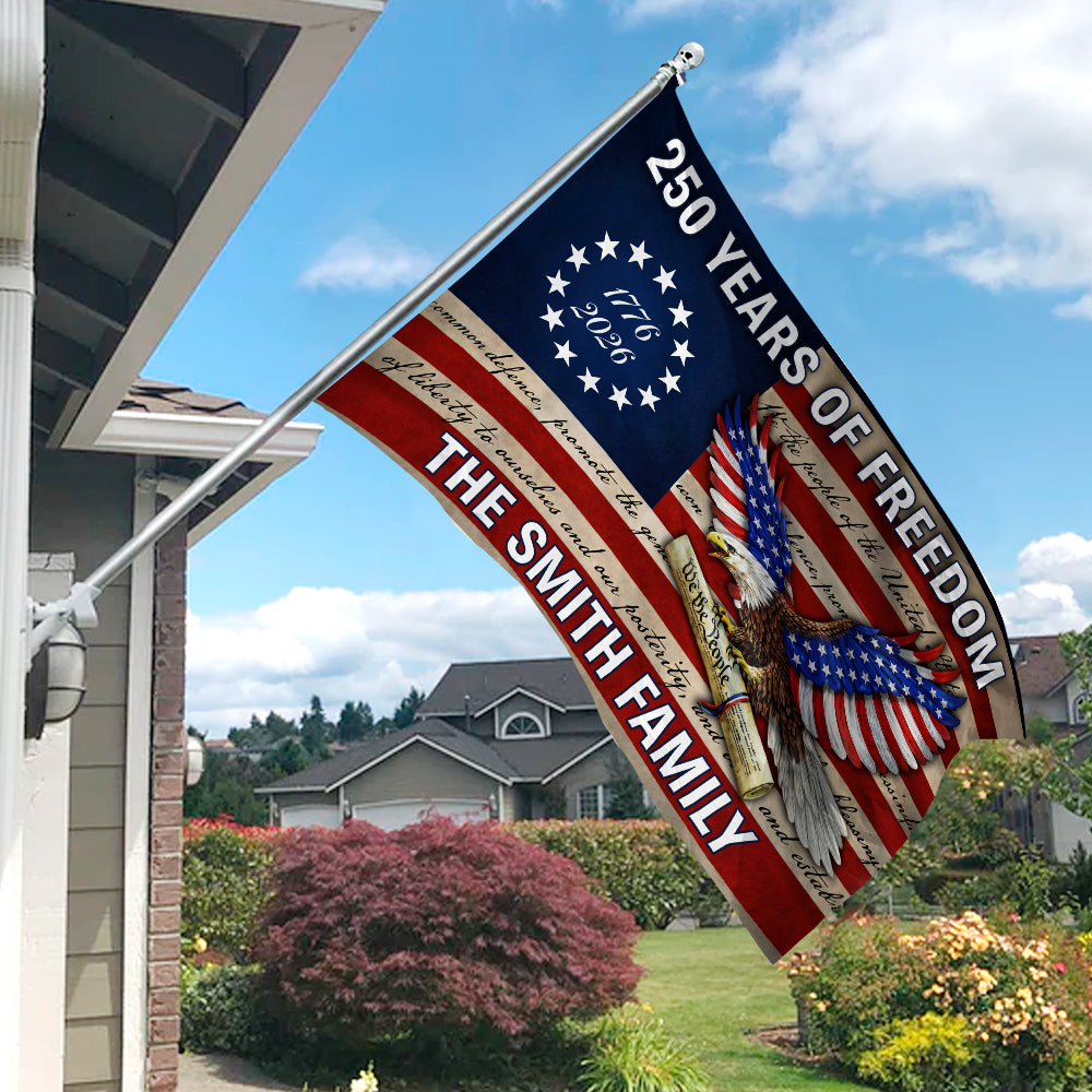 Custom Family Name America 250 Years of Freedom House Flag HO82 901602