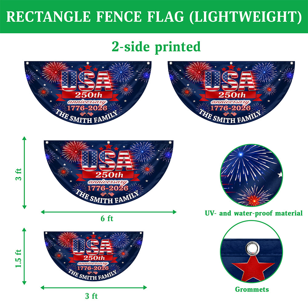 250 Anniversary USA 1776-2026 Personalized Non-Pleated Fan Flag HA75 921682