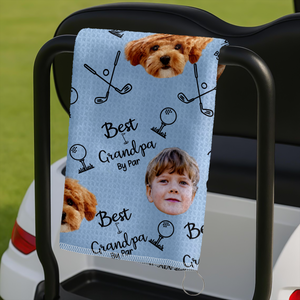 Custom Face Photo Best Dad By Par Dog Family Golf Towel LM32 893643