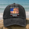 Custom Photo 250 Years Of Freedom With Dog Cat Pet Washed Denim Baseball Cap HA75 920100