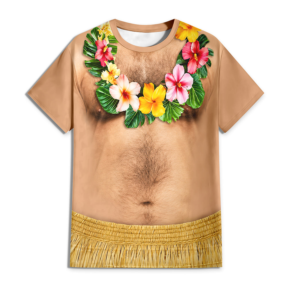 Personalized Men Hawaiian Abs Muscle, Hairy Body Funny 3D Shirt HA75 921838