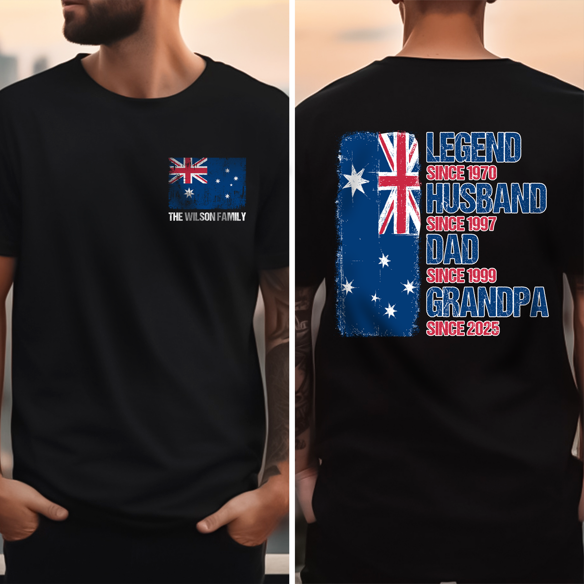 Legend, Husband, Dad And Grandpa - AUS Flag Version - Personalized Back & Front Dark Shirt TH10 894171