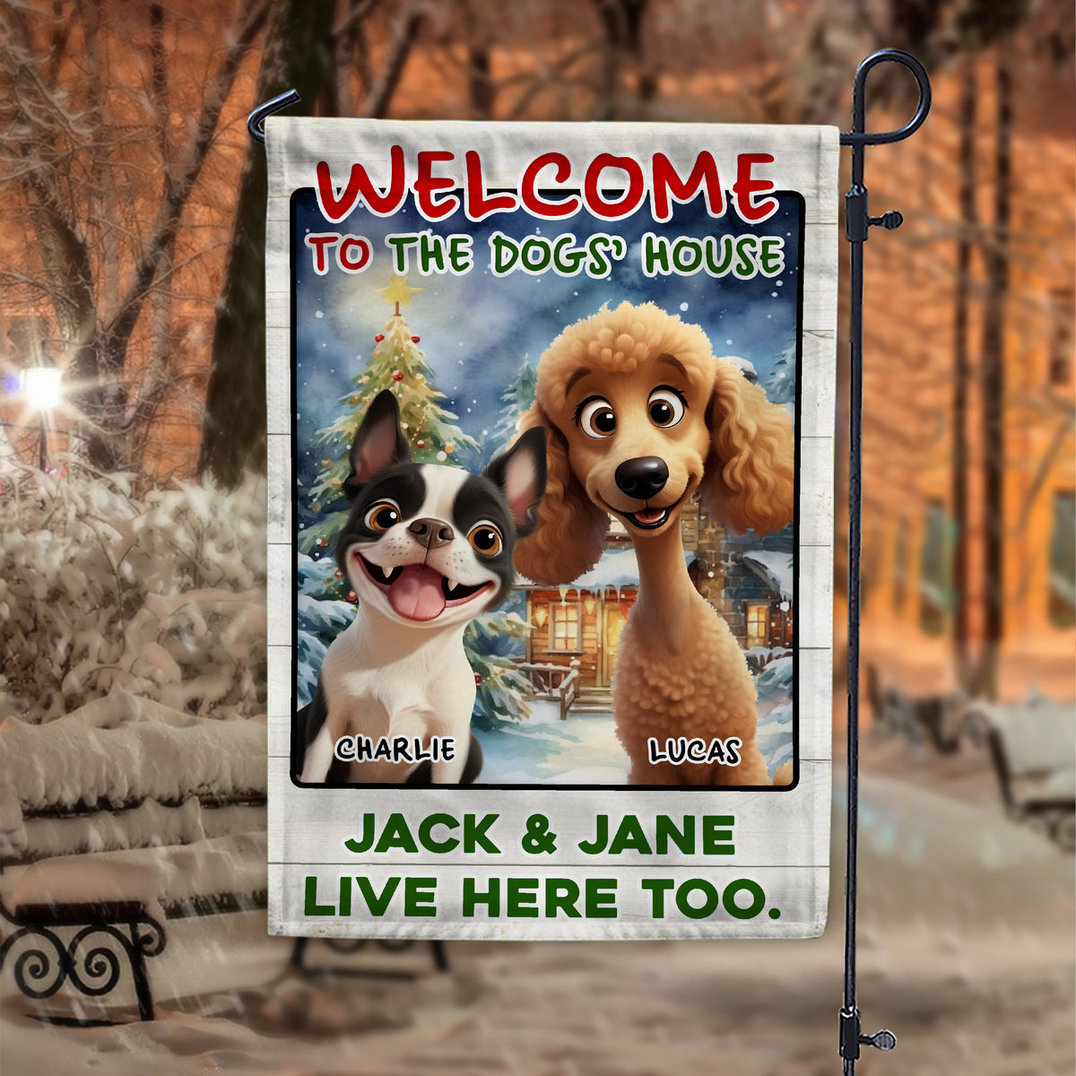 Custom 3D Cute Dog Welcome To The Dog House Decorative Personalized Garden Flag HA75 897936