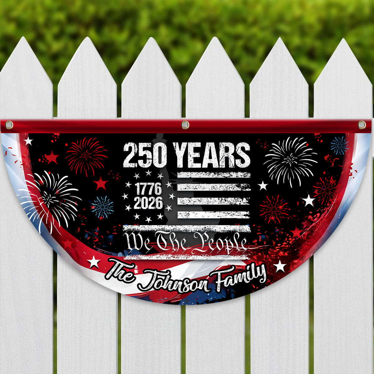 Custom 250 Years USA 250th Birthday 1776-2026 Eagle Non-Pleated Fan Flag HA75 920288
