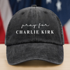 Pray for Charlie Kirk Washed Denim Baseball Cap LM32 65539