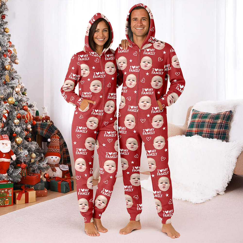 Custom Photo I Love My BoyfriendGirlfriend Valentine's Gift Onesie Pajamas For Couple HO82 900058